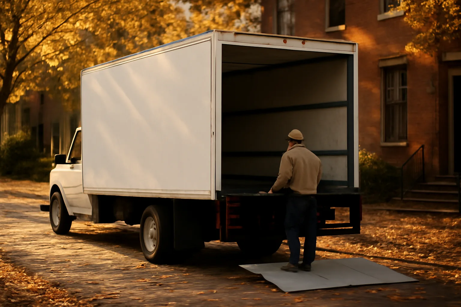 Unmarked truck on a brick Wilmington street ready for mobile shred work