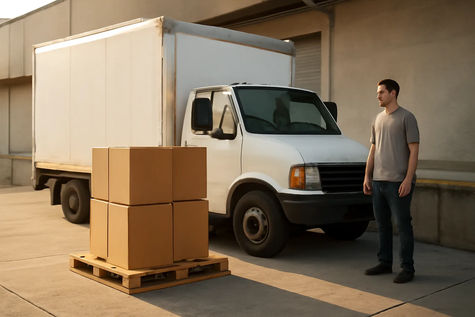 Unmarked truck set for mobile shred work at a California dock