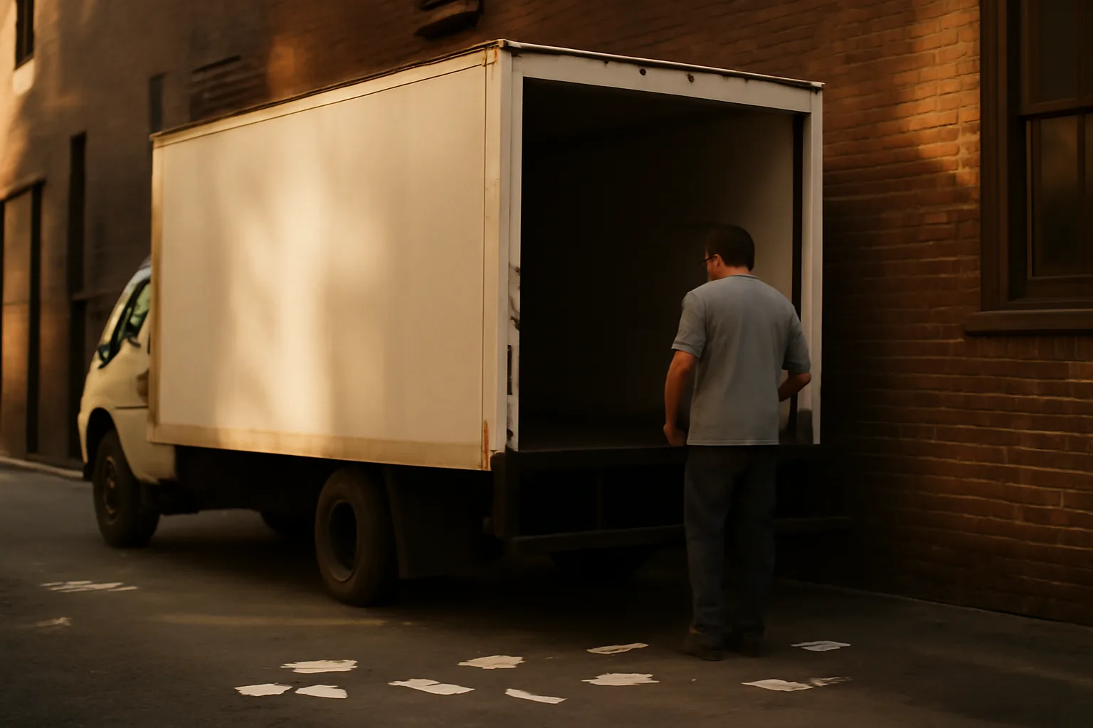 Unmarked box truck set for mobile shred work in Wilmington