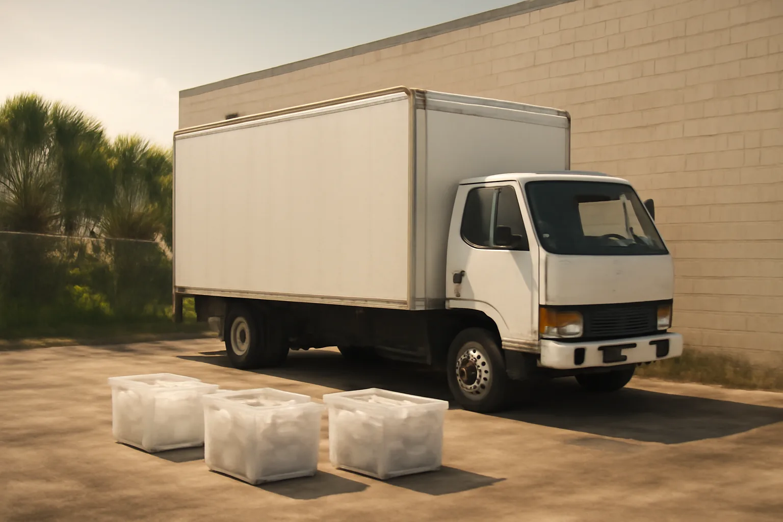 Unmarked box truck and paper totes for mobile shred in Florida