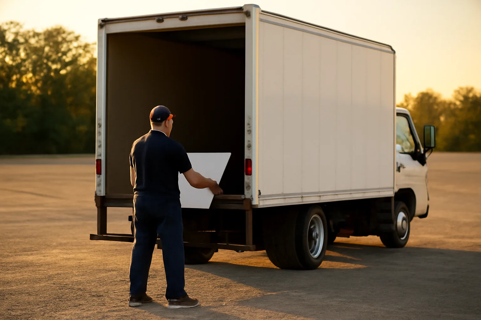 Mobile shred truck and operator in a Delaware industrial lot
