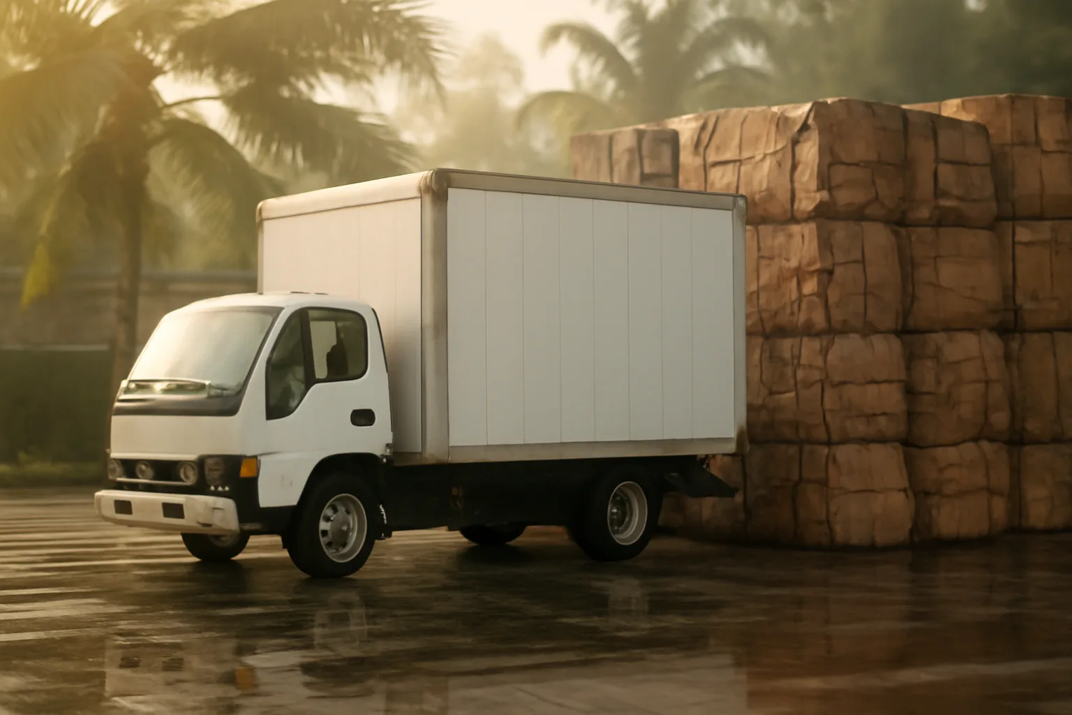 Unmarked box truck in a Honolulu yard for mobile shred work
